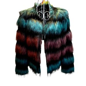 NWT Unreal Fur cropped faux fur jacket, XS